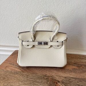 Cream Off White Mini 20 BK Leather Lock Key Doctor's Bag Satchel Crossbody R3